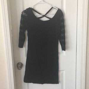 Fitted black lace dress